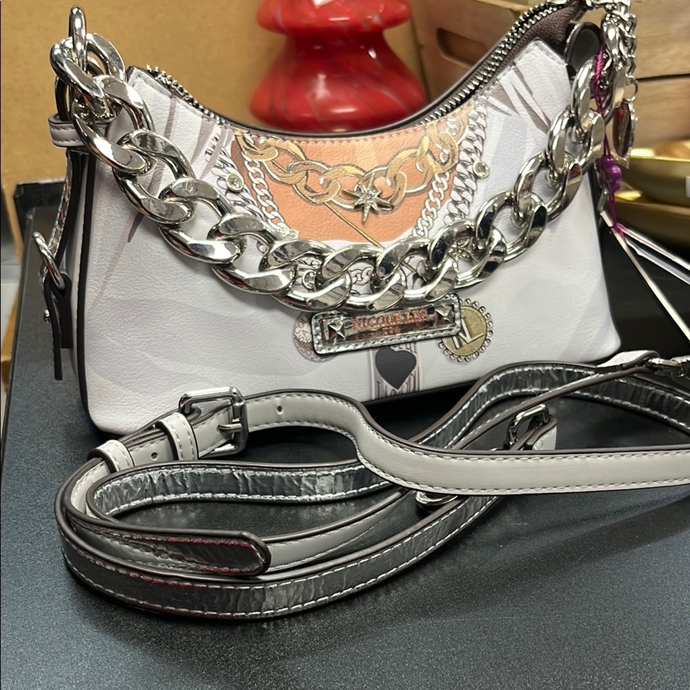 Nicole Lee Silver and White Chic Shoulder Bag